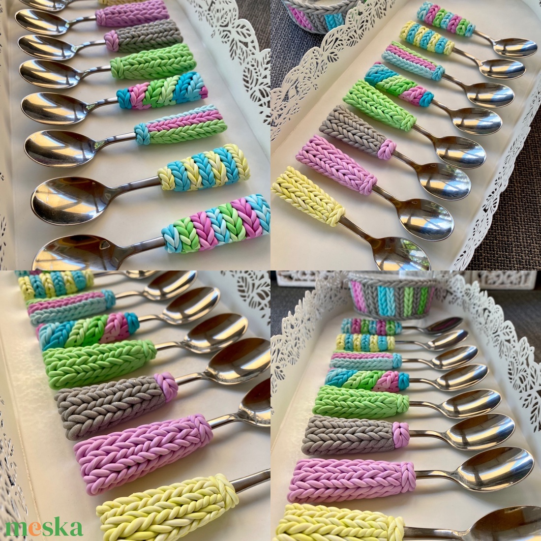 Kötött mintás kiskanál - otthon & életmód - konyhafelszerelés, tálalás - tálalás - kanál & villa - Meska.hu