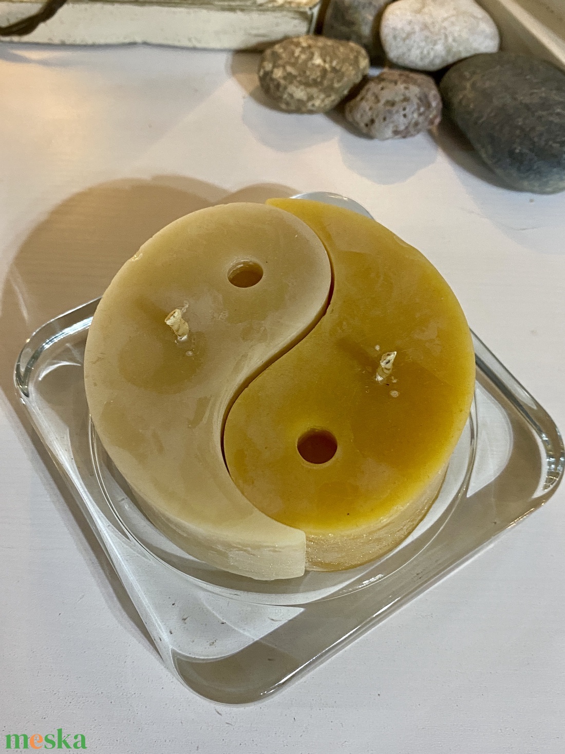 Méhviasz gyertya-Jin-Jang - esküvő - dekoráció - gyertya & gyertyatartó - Meska.hu