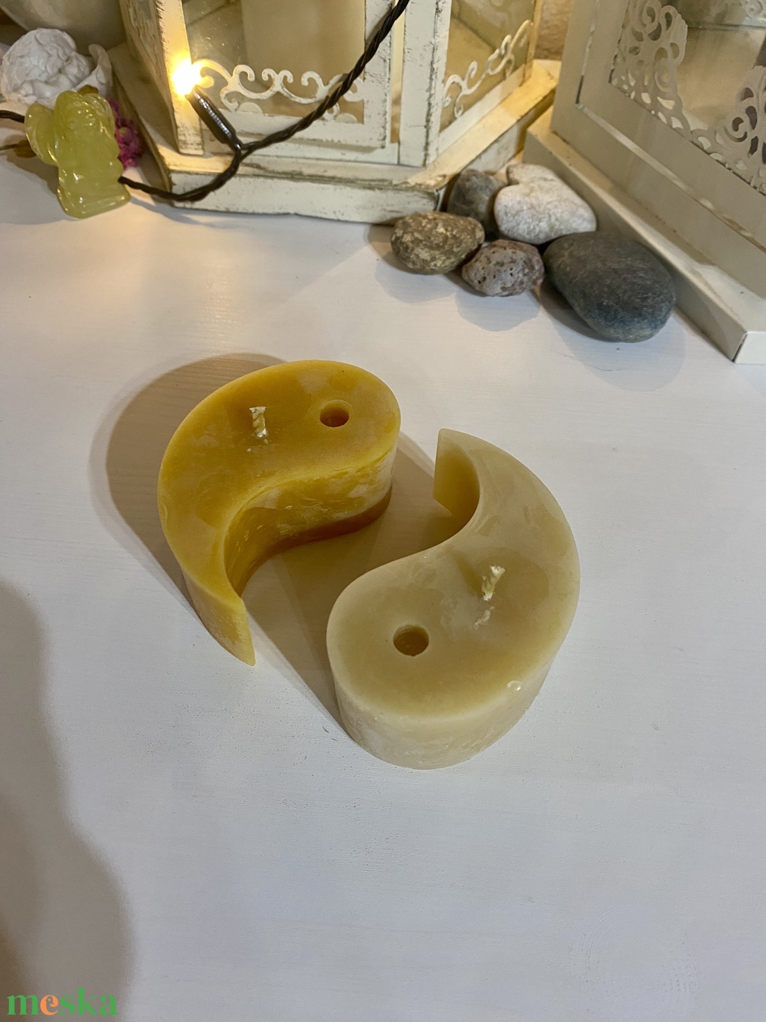 Méhviasz gyertya-Jin-Jang - esküvő - dekoráció - gyertya & gyertyatartó - Meska.hu