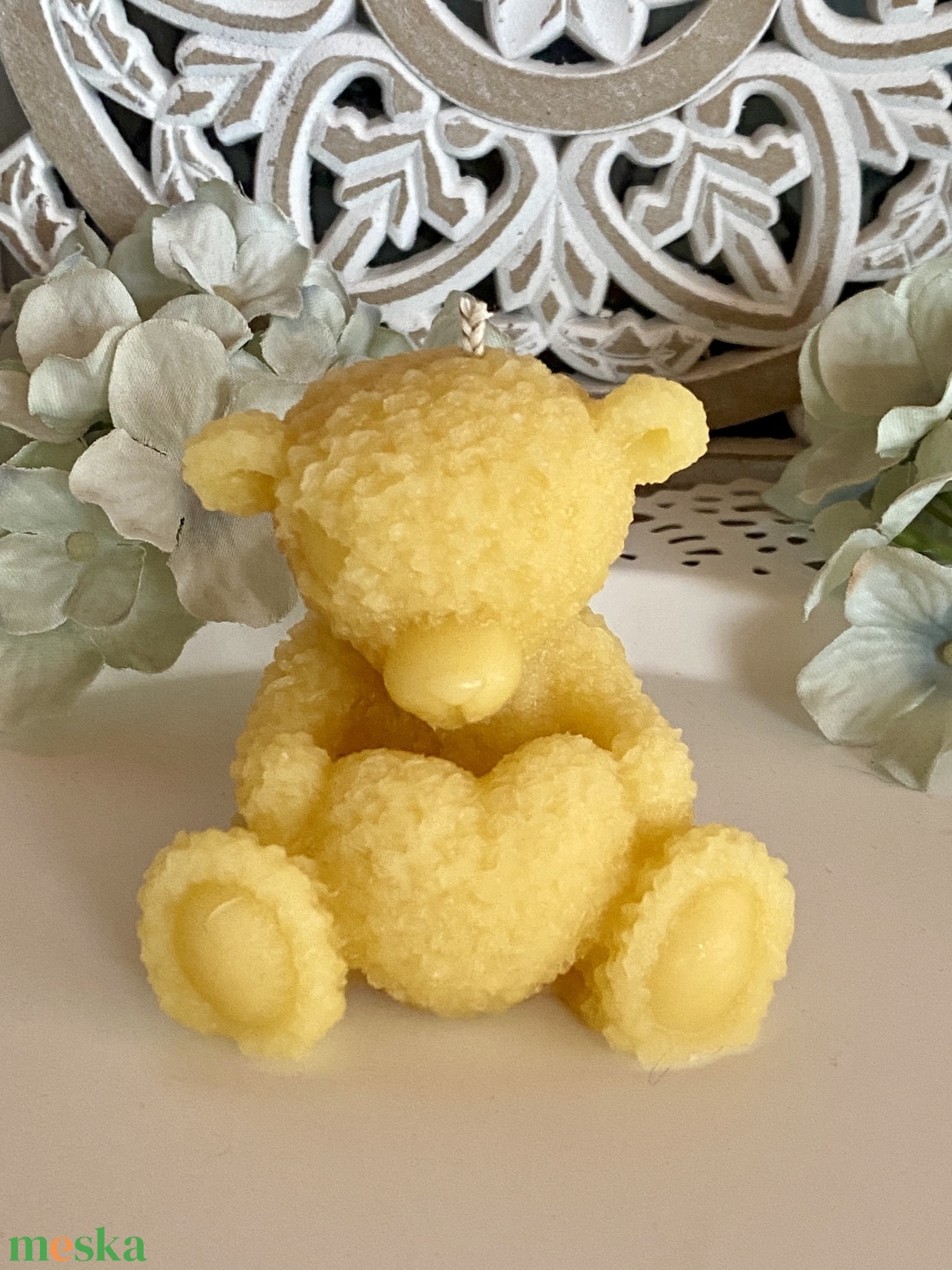Méhviasz gyertya-Teddy maci - esküvő - dekoráció - gyertya & gyertyatartó - Meska.hu
