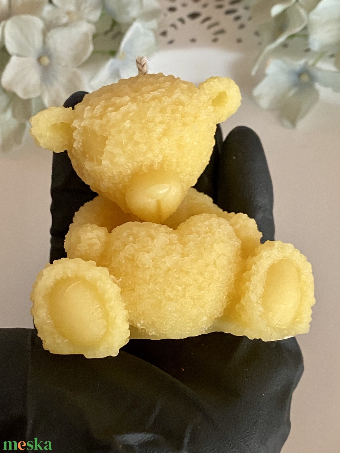 Méhviasz gyertya-Teddy maci - esküvő - dekoráció - gyertya & gyertyatartó - Meska.hu