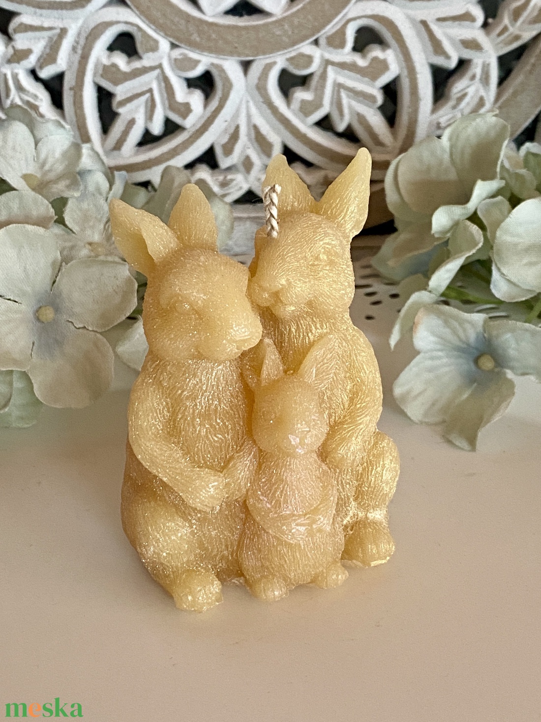 Méhviasz gyertya-Nyuszi család - esküvő - dekoráció - gyertya & gyertyatartó - Meska.hu