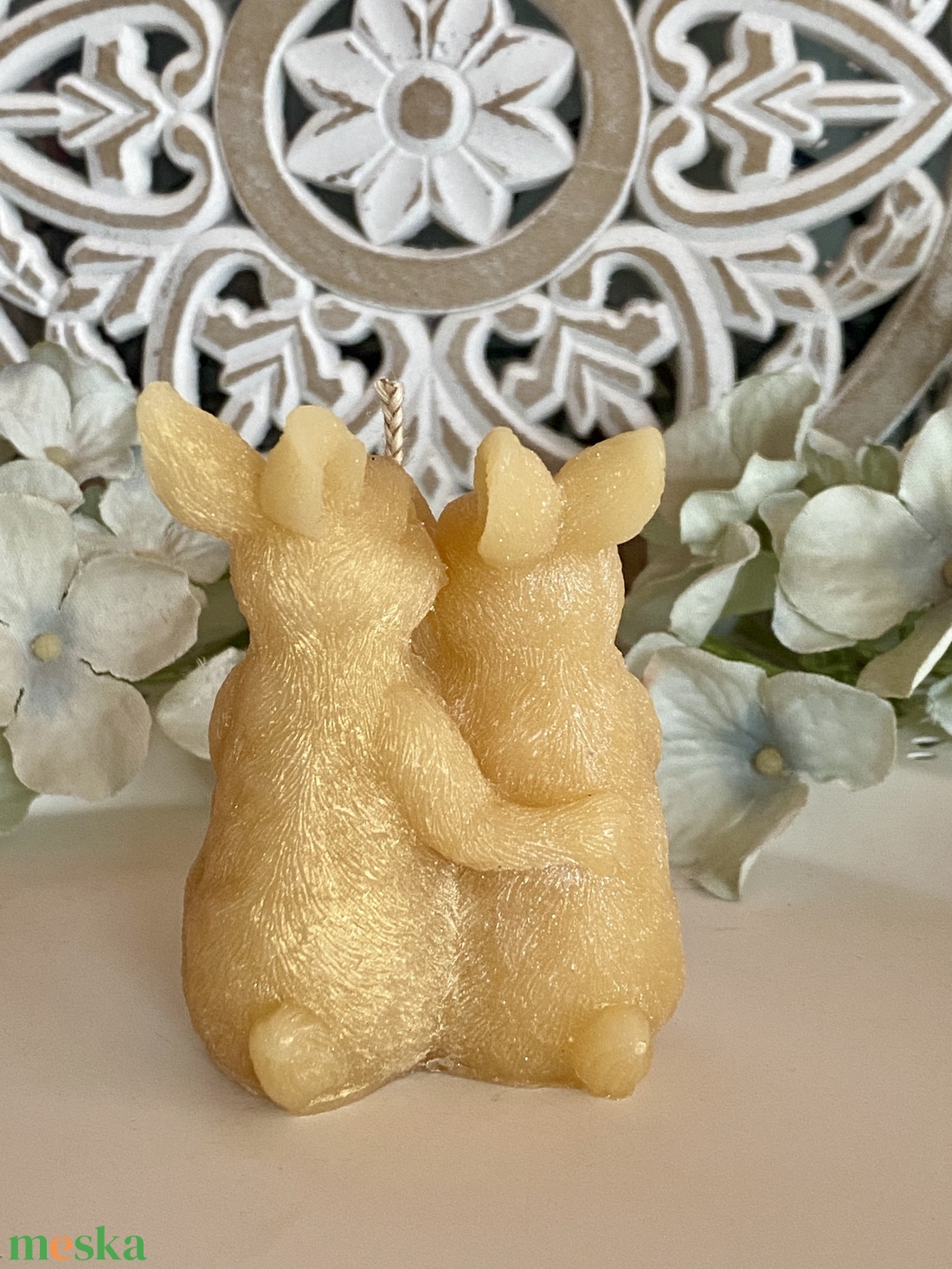 Méhviasz gyertya-Nyuszi család - esküvő - dekoráció - gyertya & gyertyatartó - Meska.hu