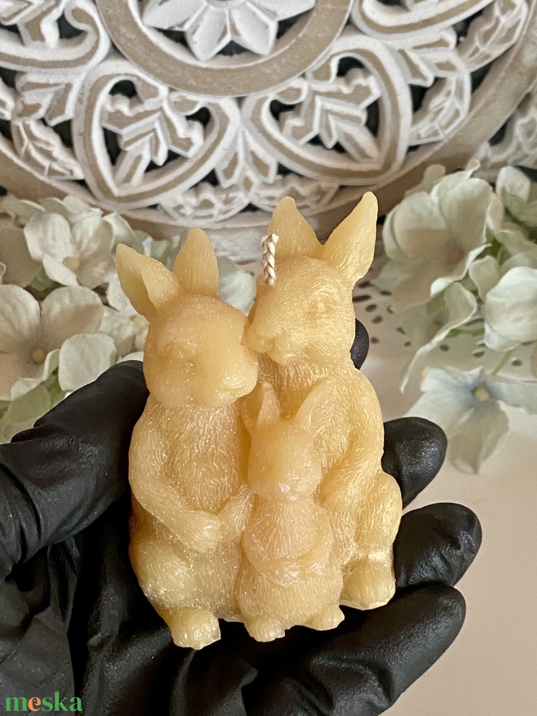 Méhviasz gyertya-Nyuszi család - esküvő - dekoráció - gyertya & gyertyatartó - Meska.hu