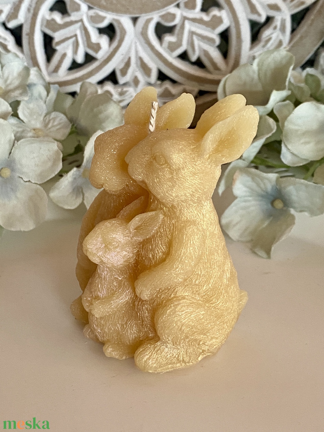 Méhviasz gyertya-Nyuszi család - esküvő - dekoráció - gyertya & gyertyatartó - Meska.hu