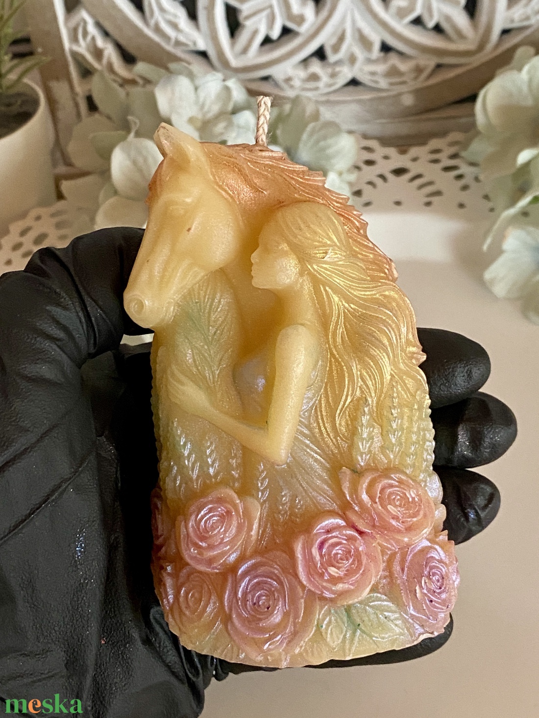 Méhviasz gyertya-Tündér �s Paripa - esküvő - dekoráció - gyertya & gyertyatartó - Meska.hu