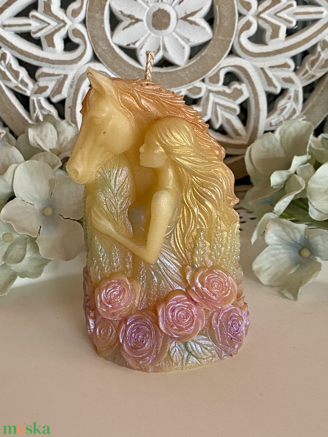 Méhviasz gyertya-Tündér �s Paripa - esküvő - dekoráció - gyertya & gyertyatartó - Meska.hu