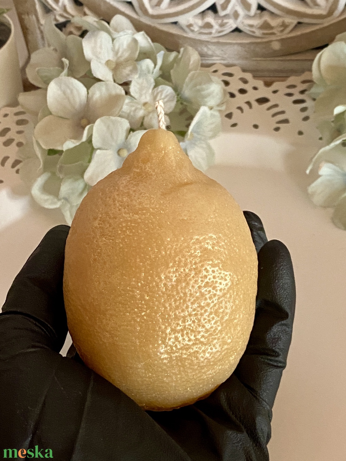 Méhviasz gyertya-citrom - esküvő - dekoráció - gyertya & gyertyatartó - Meska.hu