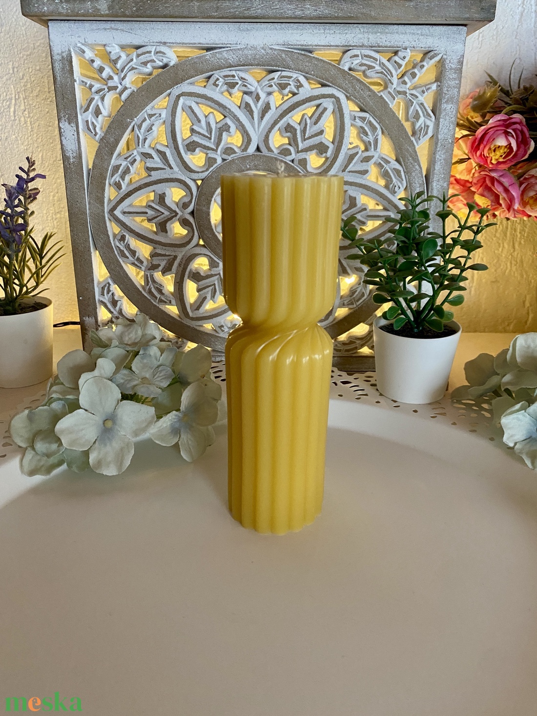 Méhviasz gyertya- Norvég stílusú henger  - esküvő - dekoráció - gyertya & gyertyatartó - Meska.hu