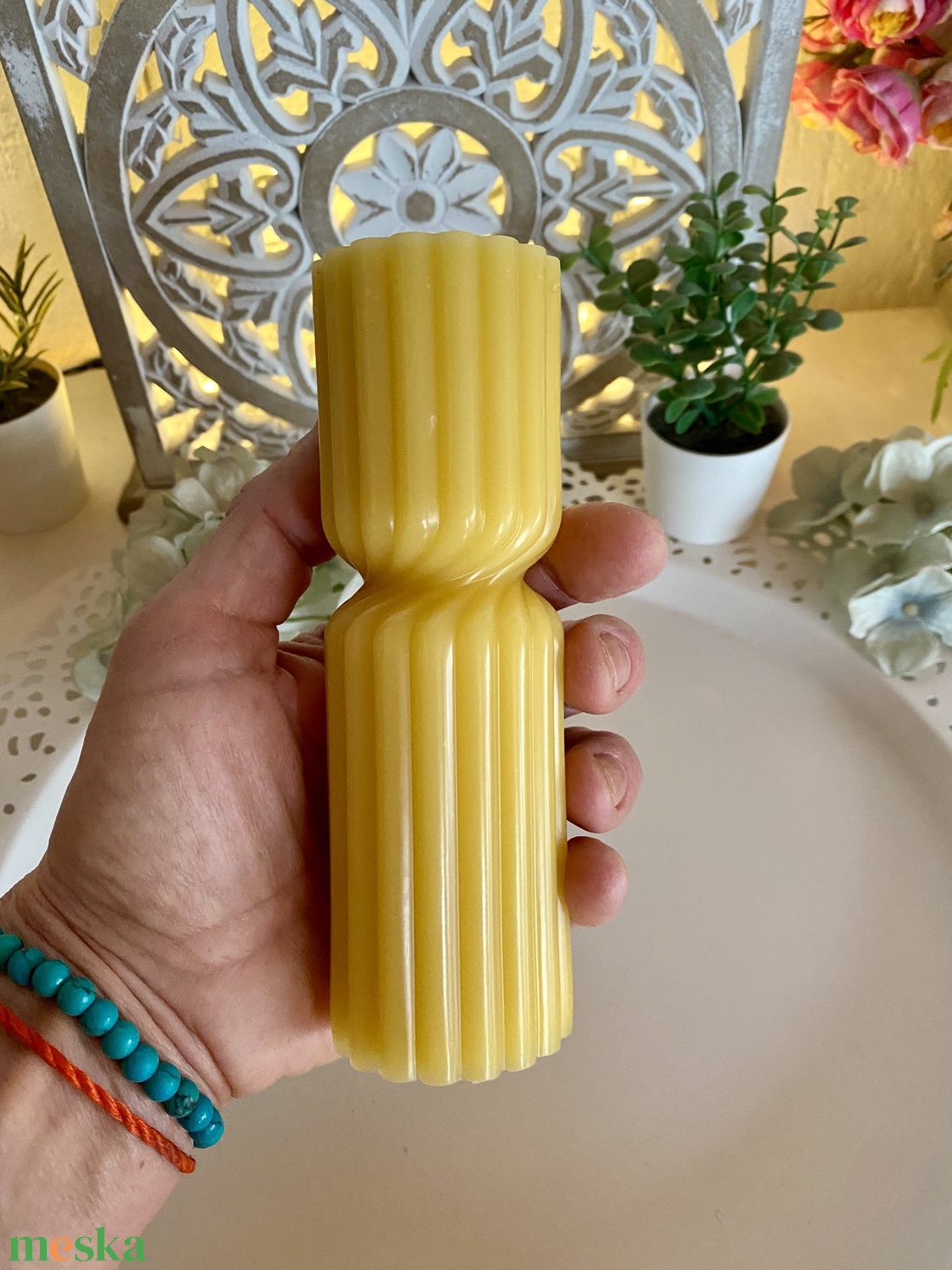 Méhviasz gyertya- Norvég stílusú henger  - esküvő - dekoráció - gyertya & gyertyatartó - Meska.hu