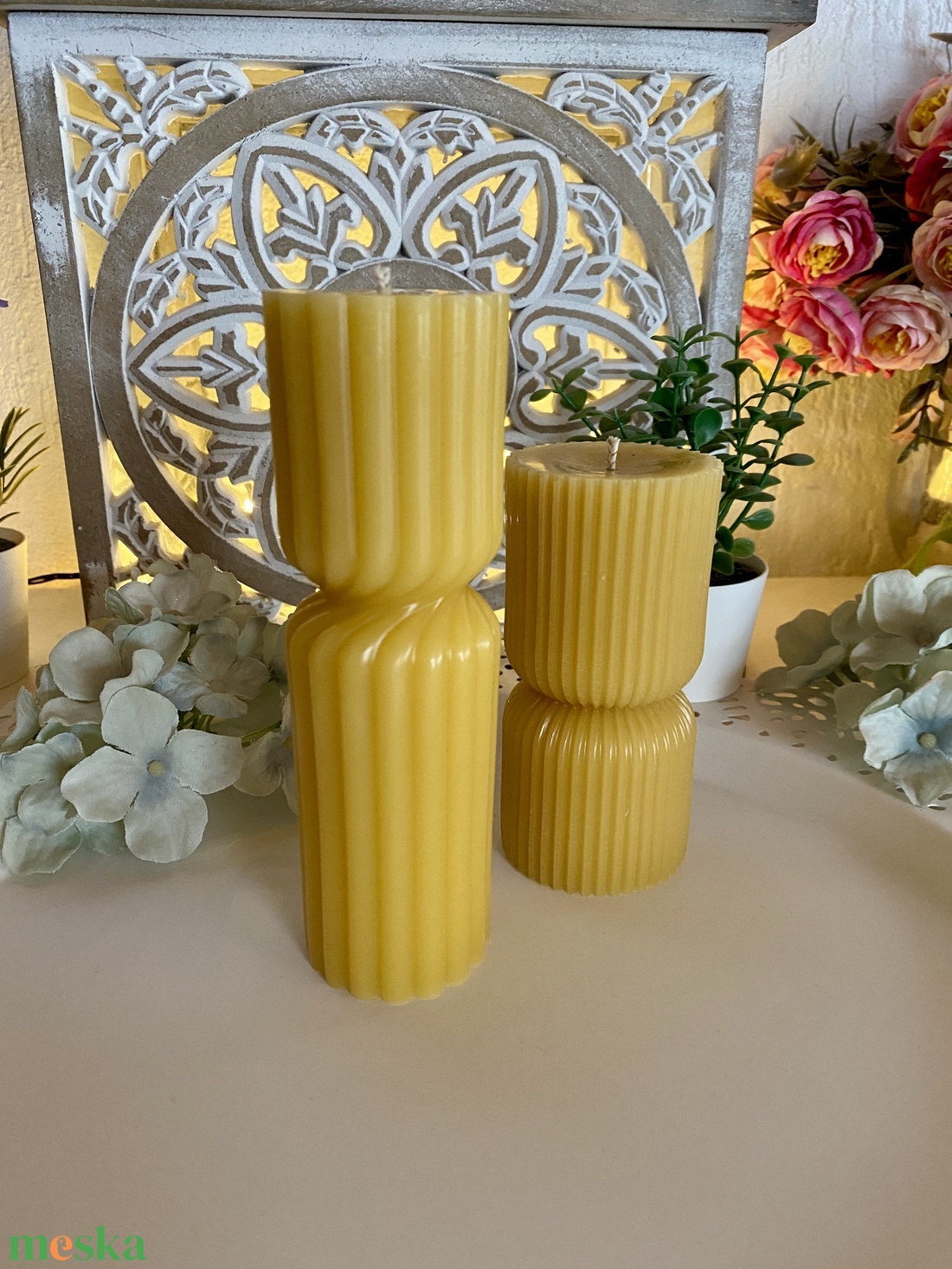 Méhviasz gyertya- Norvég stílusú henger  - esküvő - dekoráció - gyertya & gyertyatartó - Meska.hu