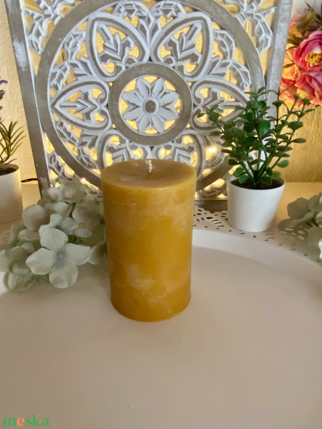 Méhviasz gyertya-  nagy  henger  - esküvő - dekoráció - gyertya & gyertyatartó - Meska.hu