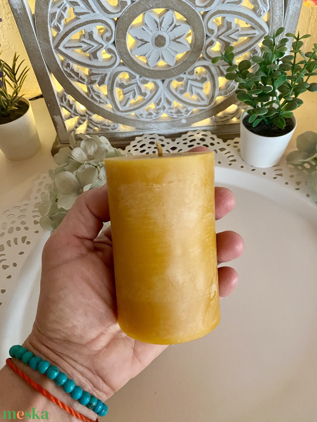 Méhviasz gyertya-  nagy  henger  - esküvő - dekoráció - gyertya & gyertyatartó - Meska.hu