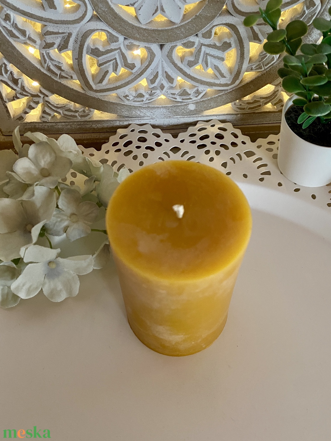 Méhviasz gyertya-  nagy  henger  - esküvő - dekoráció - gyertya & gyertyatartó - Meska.hu