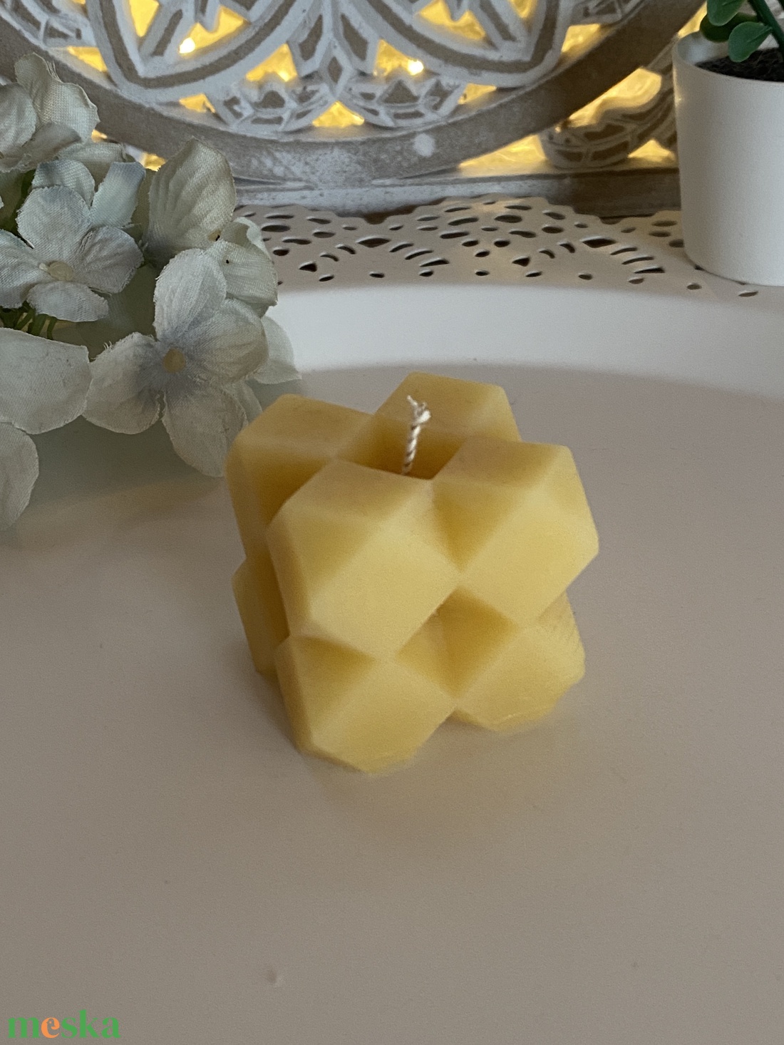Méhviasz gyertya-kicsi rombusz kocka - esküvő - dekoráció - gyertya & gyertyatartó - Meska.hu