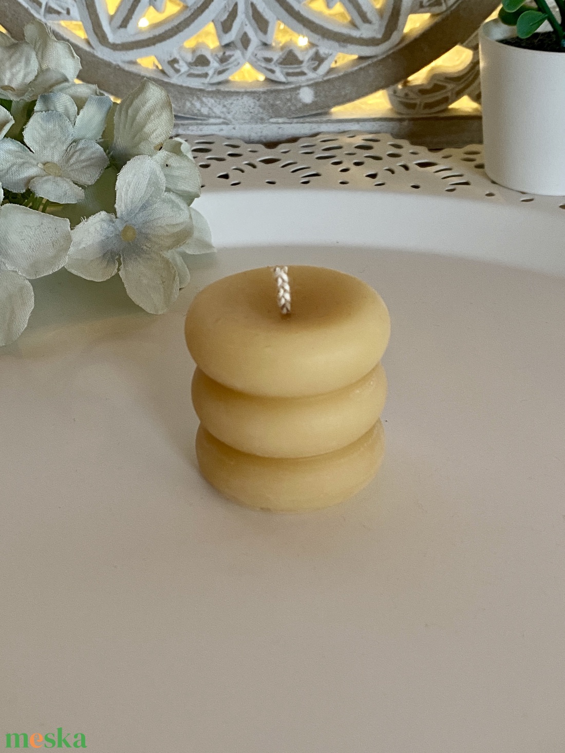 Méhviasz gyertya-kicsi gyűrűs henger - esküvő - dekoráció - gyertya & gyertyatartó - Meska.hu