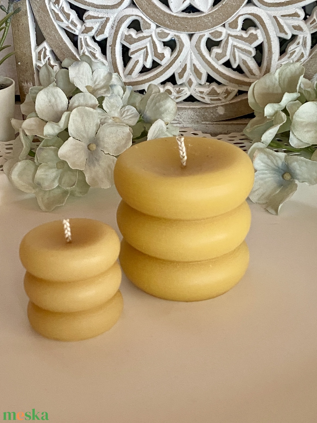 Méhviasz gyertya-nagy gyűrűs henger - esküvő - dekoráció - gyertya & gyertyatartó - Meska.hu