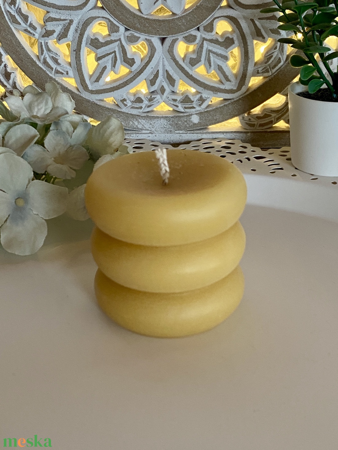Méhviasz gyertya-nagy gyűrűs henger - esküvő - dekoráció - gyertya & gyertyatartó - Meska.hu