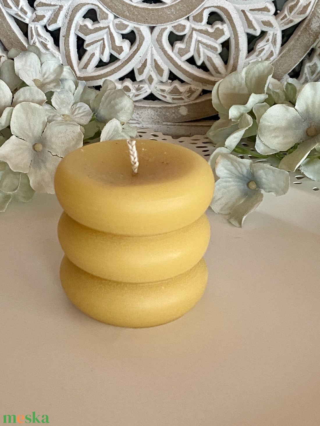 Méhviasz gyertya-nagy gyűrűs henger - esküvő - dekoráció - gyertya & gyertyatartó - Meska.hu