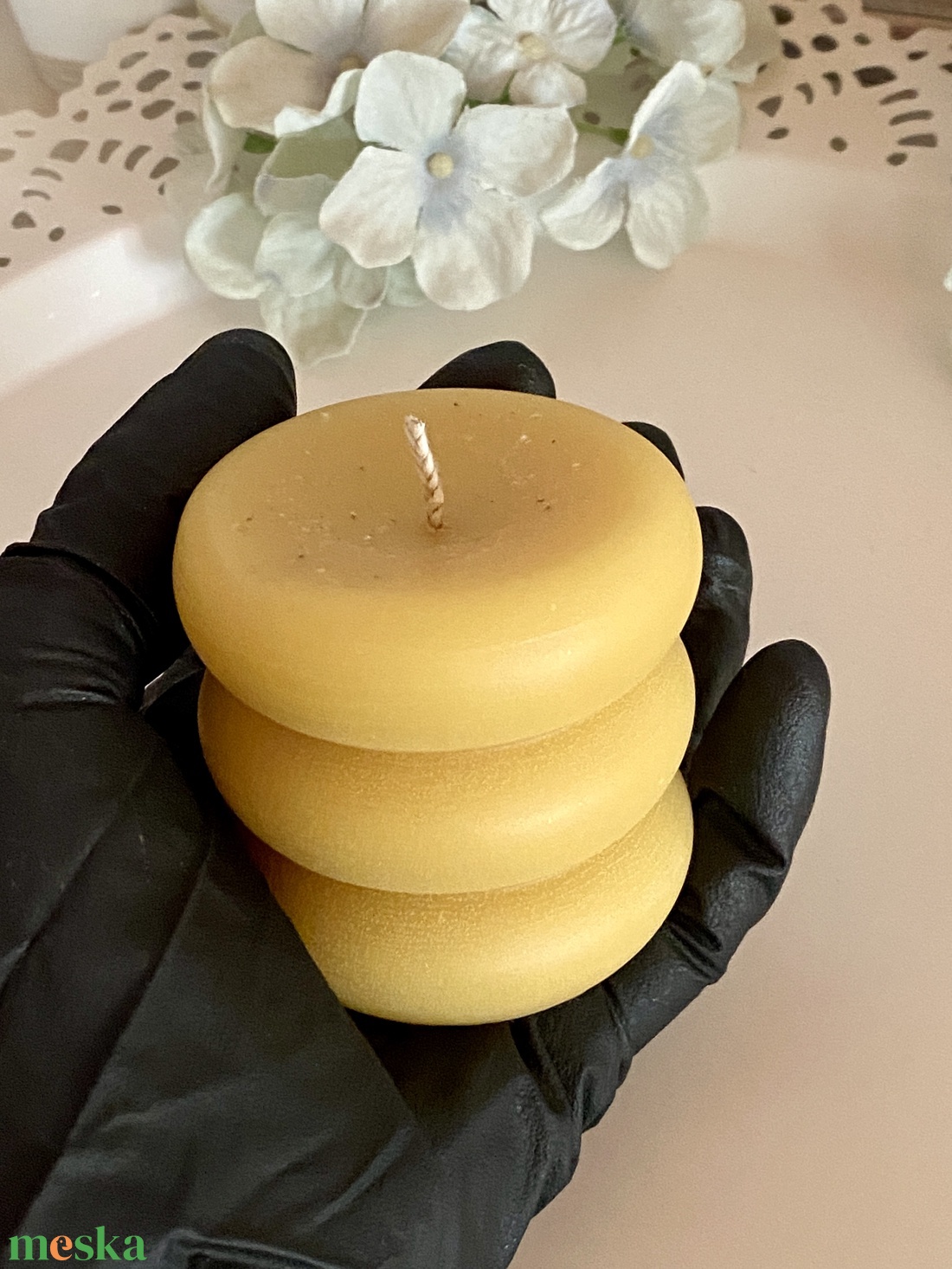 Méhviasz gyertya-nagy gyűrűs henger - esküvő - dekoráció - gyertya & gyertyatartó - Meska.hu