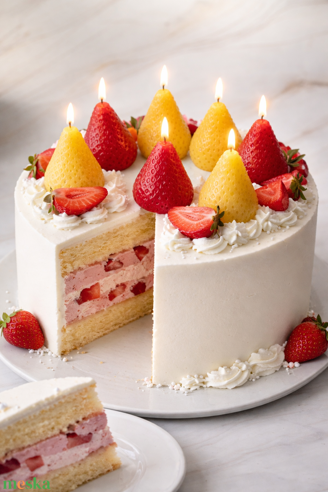 Méhviasz gyertya-Eper forma - esküvő - dekoráció - gyertya & gyertyatartó - Meska.hu