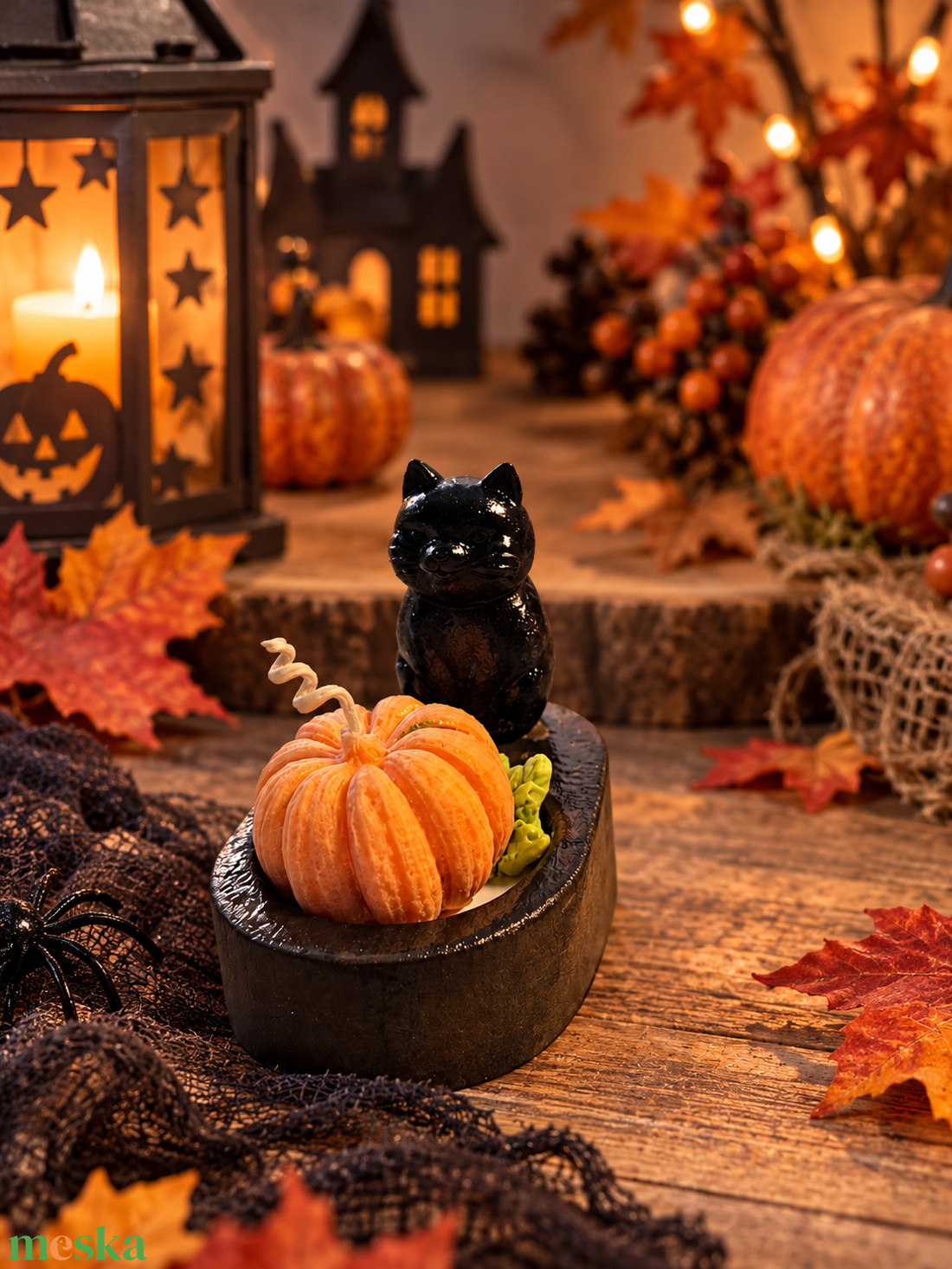 Macskás gyertyatartó - otthon & életmód - dekoráció - halloween - halloweeni asztaldísz - Meska.hu