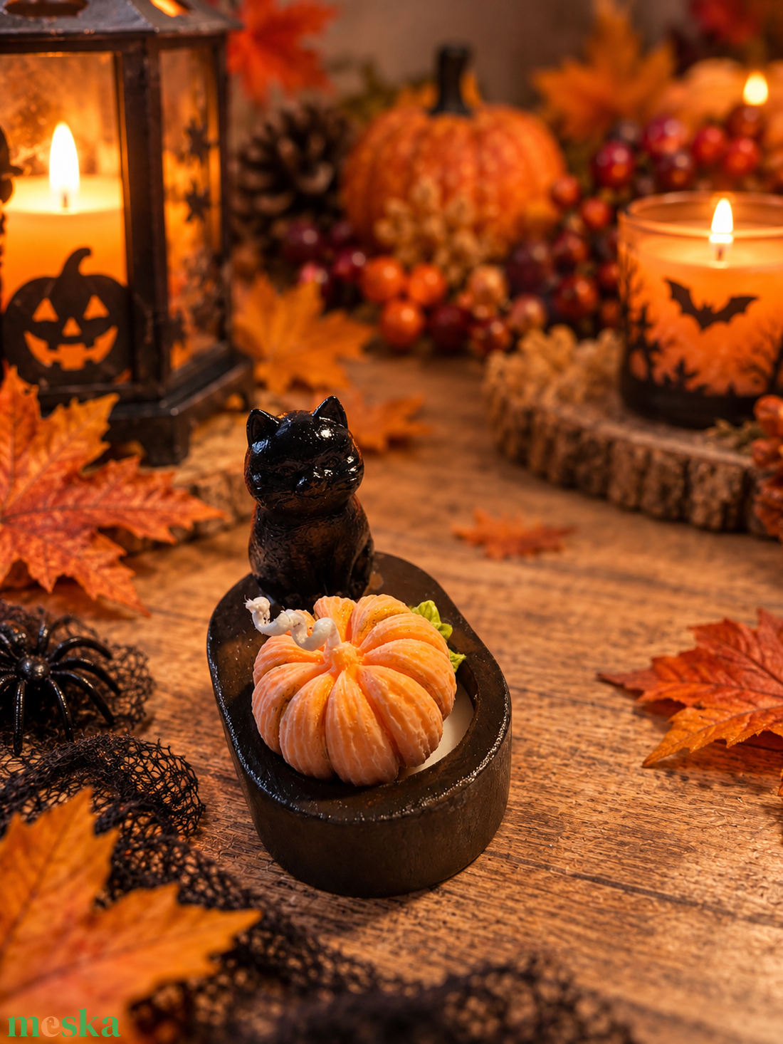 Macskás gyertyatartó - otthon & életmód - dekoráció - halloween - halloweeni asztaldísz - Meska.hu