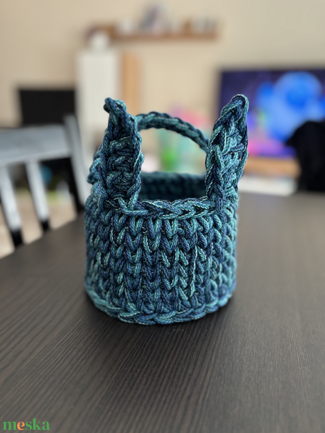 Horgolt tojásgyűjtő kosár - ünnepi díszek, dekorációk - húsvéti díszek és dekorációk - húsvéti kosár - Meska.hu