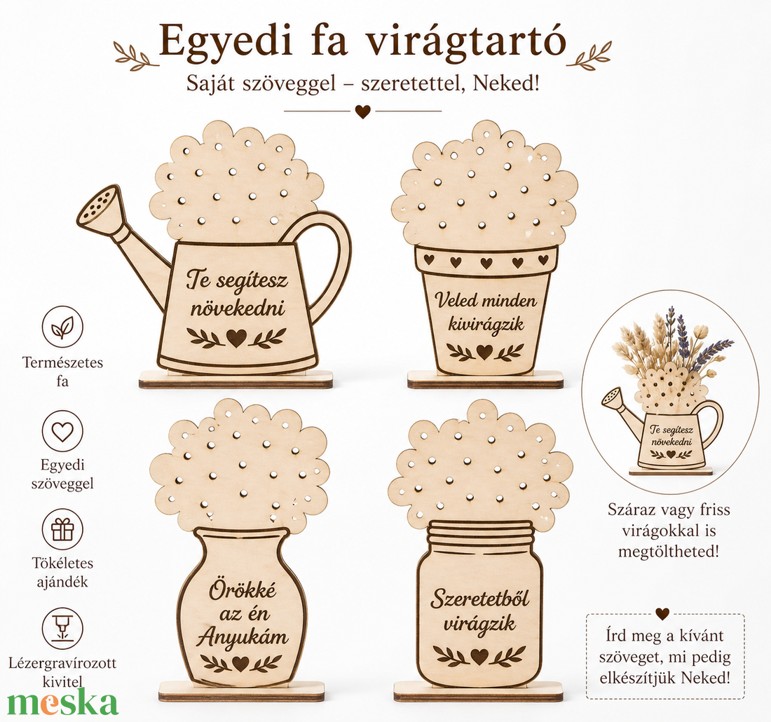Egyedi fa virágtartó � lyukacsos design, saját gyereknap kreatív ajándék kiránduláshoz - otthon & életmód - dekoráció - asztal és polc dekoráció - gravírozott táblák - Meska.hu