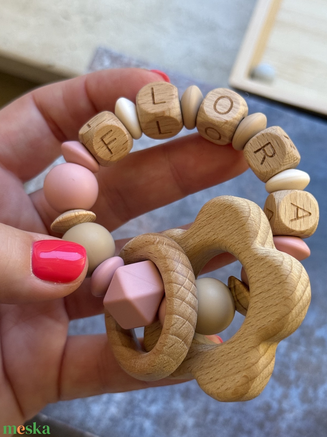 Csörgő rágóka #02 Mályva Karamell Vanília  - baba - mama - baba játékok - rágóka - Meska.hu