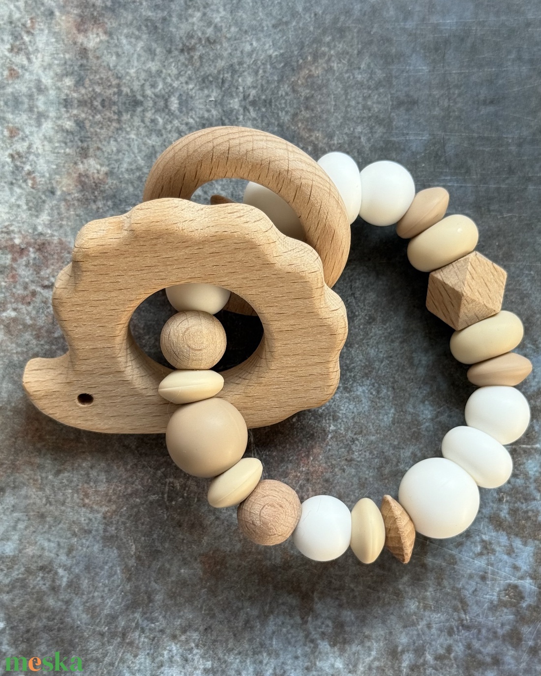 Csörgő rágóka #08 Fehér -  Bézs - Karamell - baba - mama - baba játékok - rágóka - Meska.hu