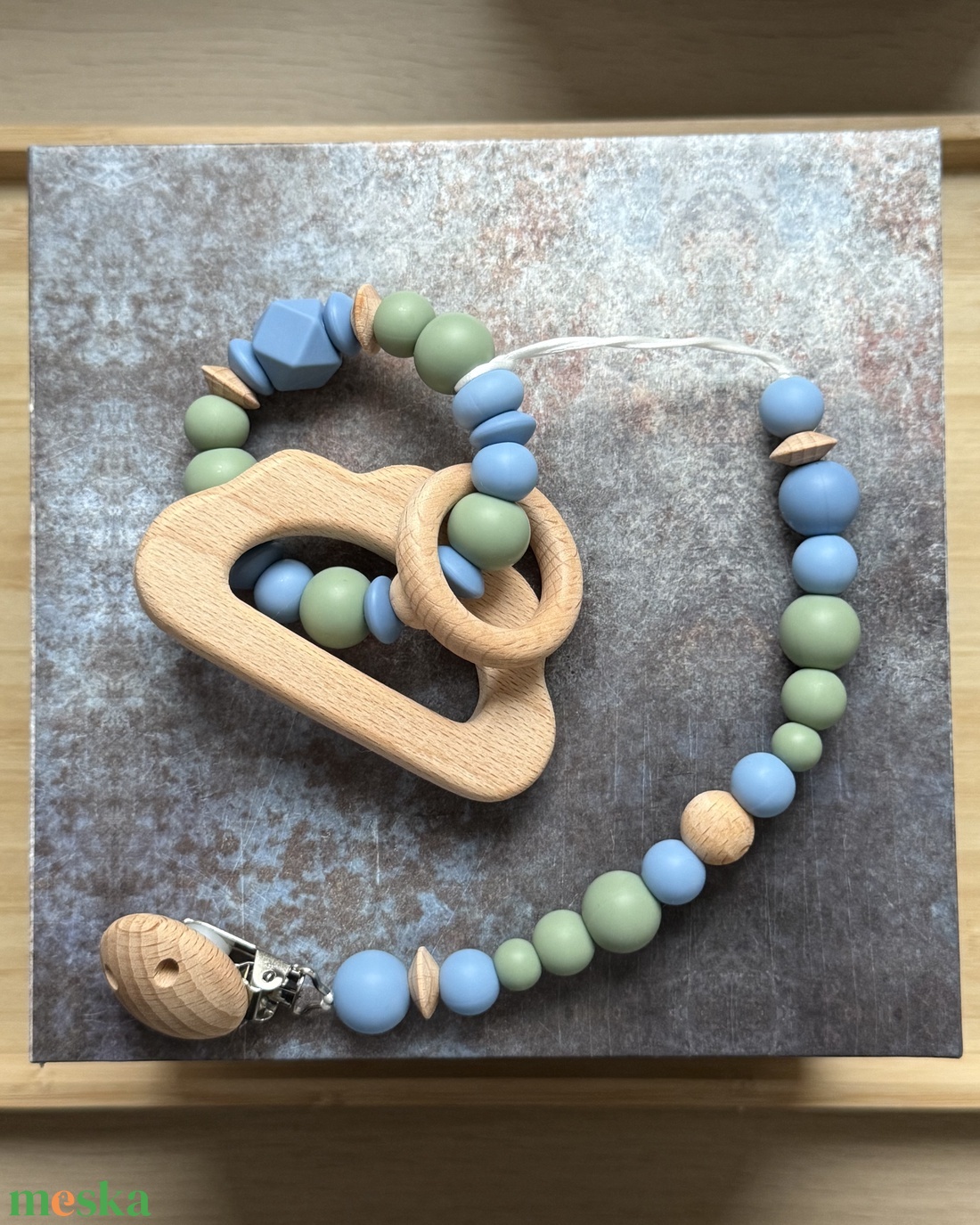 BABABOX #01 Csörgő rágóka lánccal  - baba - mama - baba játékok - rágóka - Meska.hu