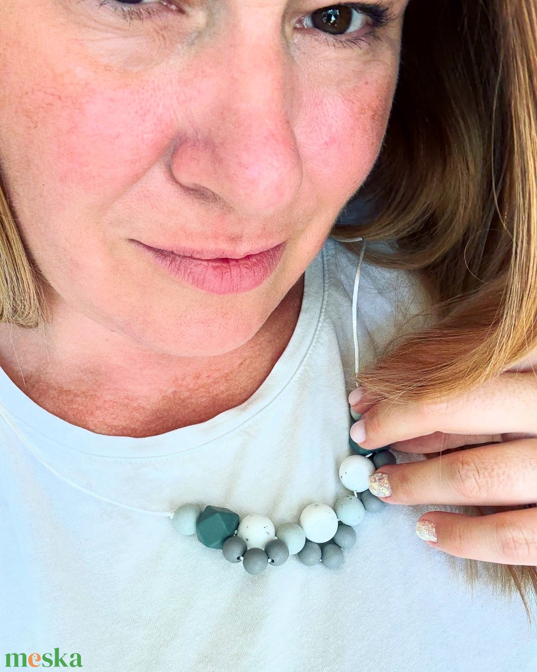 ANYALÁNC #02 Karamell Mályva és Bézs gránit - baba - mama - baba játékok - rágcsalánc - Meska.hu