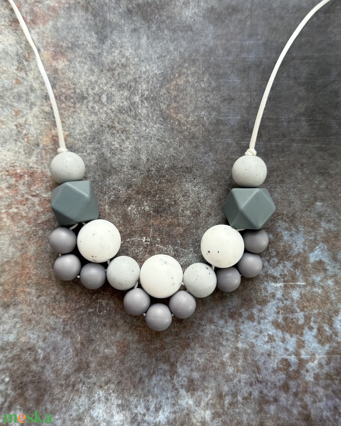 ANYALÁNC #01 Szürke és fehér gránit - baba - mama - baba játékok - rágcsalánc - Meska.hu