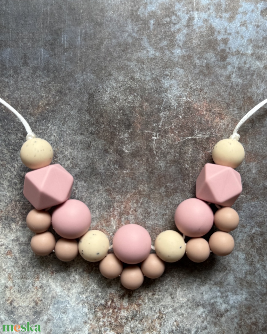 ANYALÁNC #02 Karamell Mályva és Bézs gránit - baba - mama - baba játékok - rágcsalánc - Meska.hu