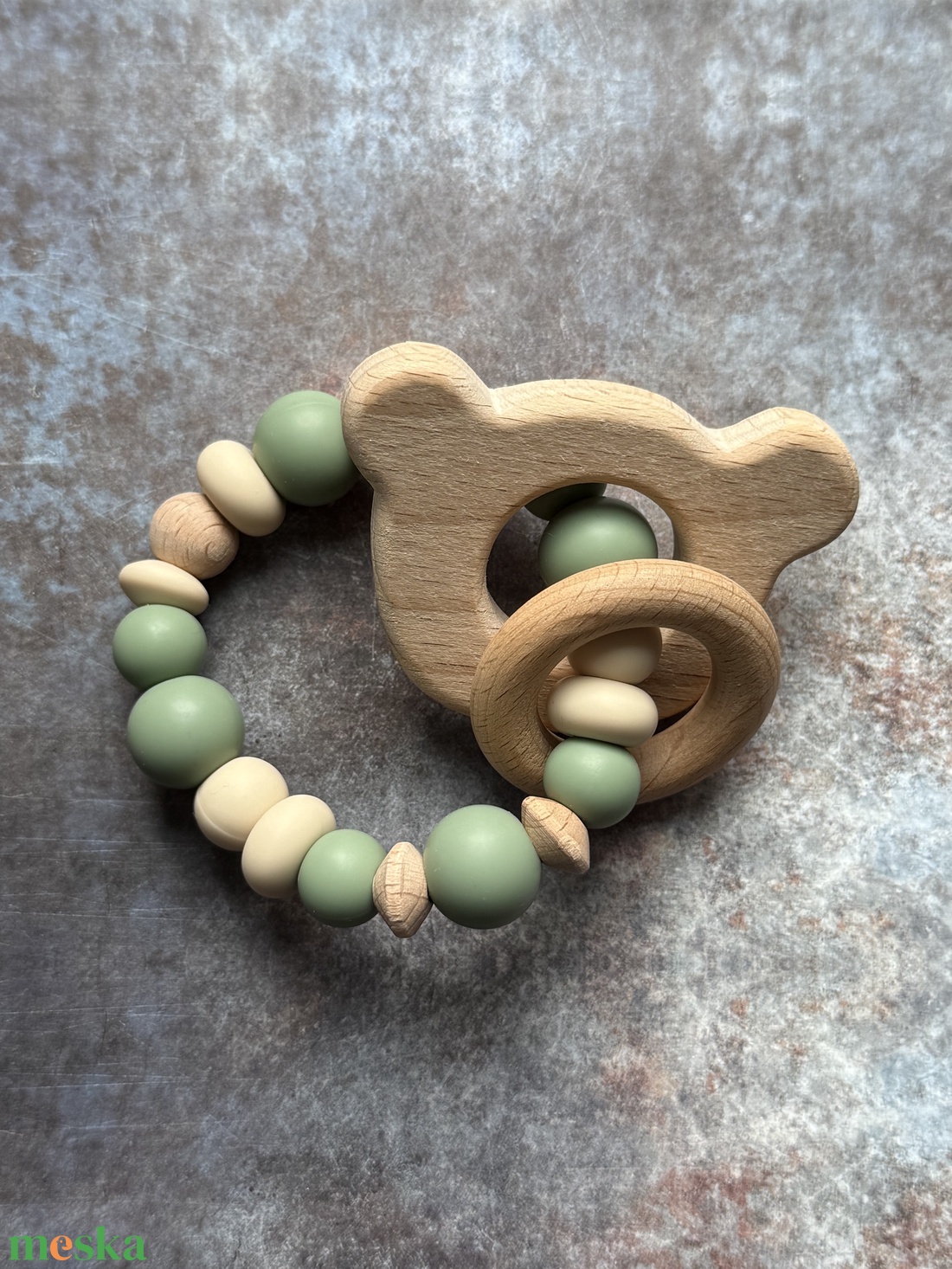 Kontrasztos Csörgő rágóka # 17 Bézs Zs�lya - baba - mama - baba játékok - rágóka - Meska.hu