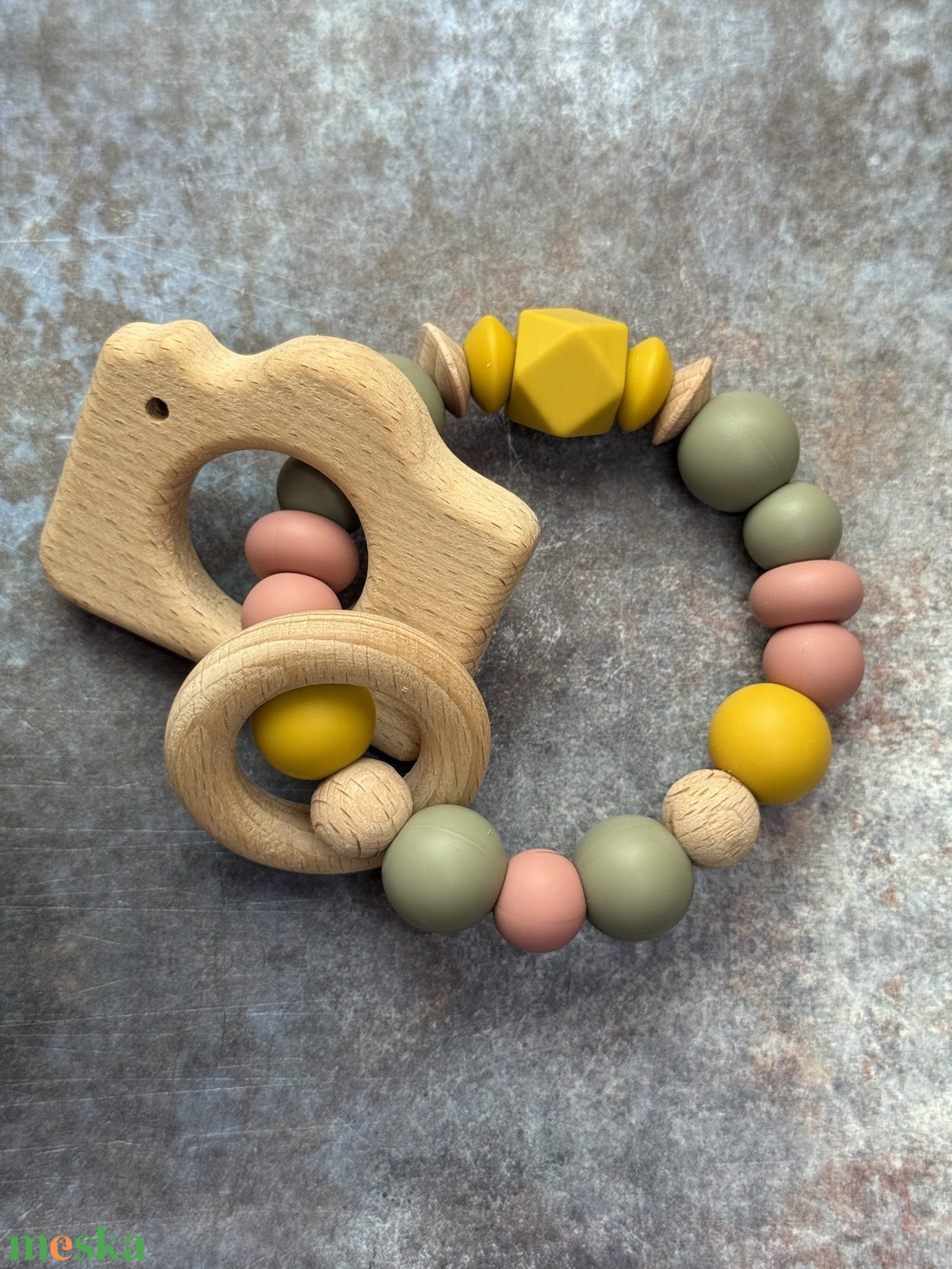 Csörgő rágóka # 18 Mustár - Olíva - Rozé - baba - mama - baba játékok - rágóka - Meska.hu