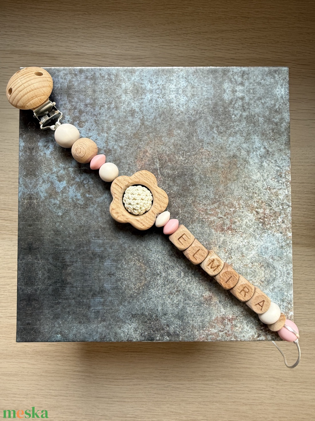 Cumilánc #07 pasztel rózsaszín - vanília  - baba - mama - baba játékok - cumilánc - Meska.hu