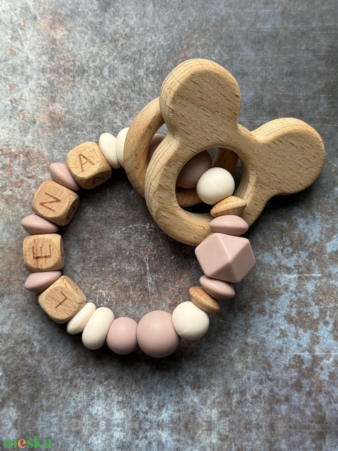 Csörgő rágóka #35 rózsagyökér vanília  - baba - mama - baba játékok - rágóka - Meska.hu