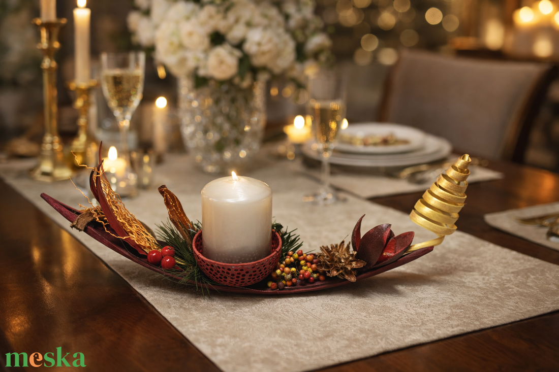 Asztali dekoráció - karácsony - karácsonyi lakásdekoráció - ünnepi asztaldekoráció - Meska.hu