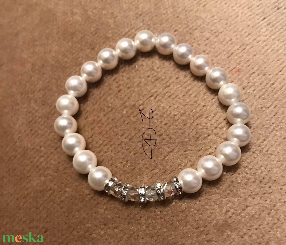 Gyöngy női karkötő - ékszer - karkötő - gyöngyös karkötő - Meska.hu