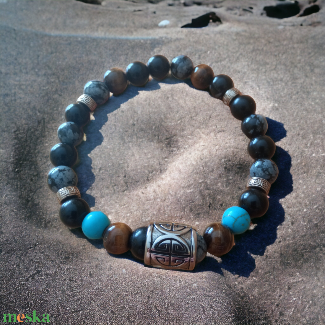 Egyensúly ásvány férfi karkötő - ékszer - karkötő - gyöngyös karkötő - Meska.hu