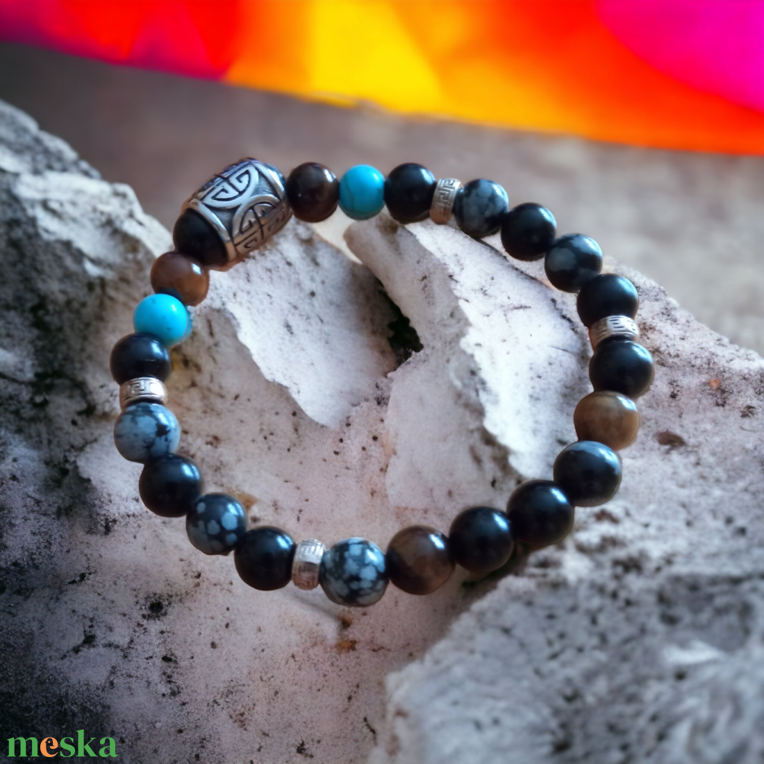 Egyensúly ásvány férfi karkötő - ékszer - karkötő - gyöngyös karkötő - Meska.hu
