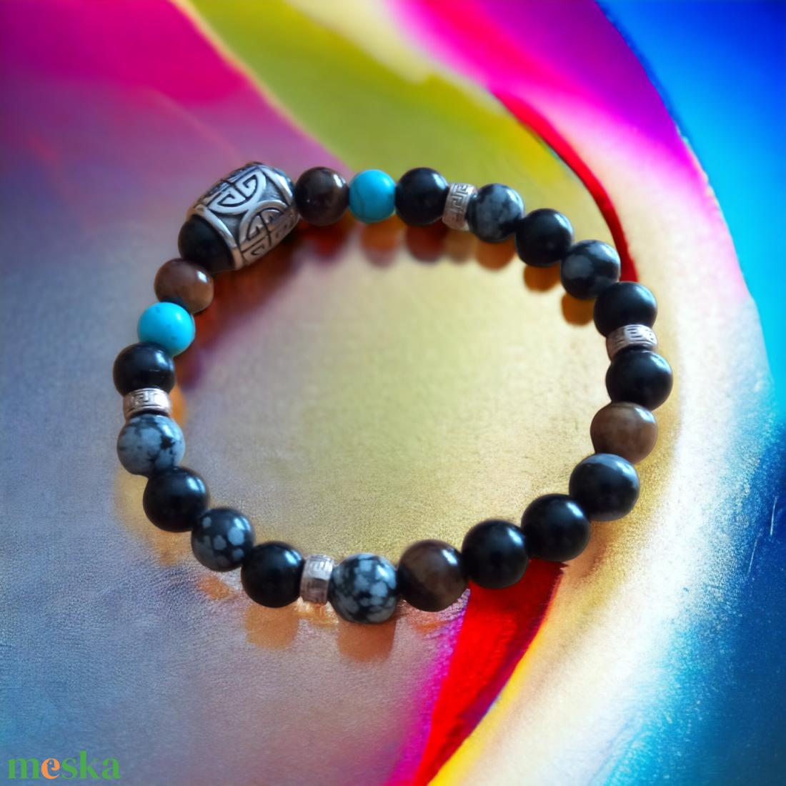 Egyensúly ásvány férfi karkötő - ékszer - karkötő - gyöngyös karkötő - Meska.hu