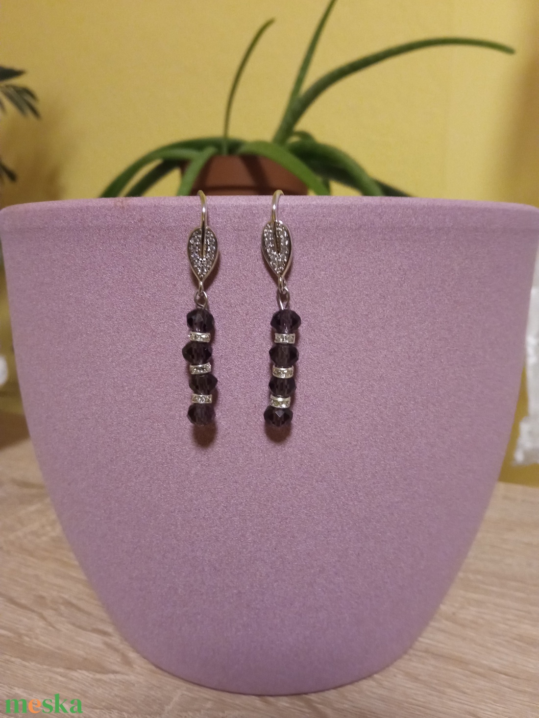 Cirkonia leveles fülbevaló - ékszer - fülbevaló - lógó fülbevaló - Meska.hu