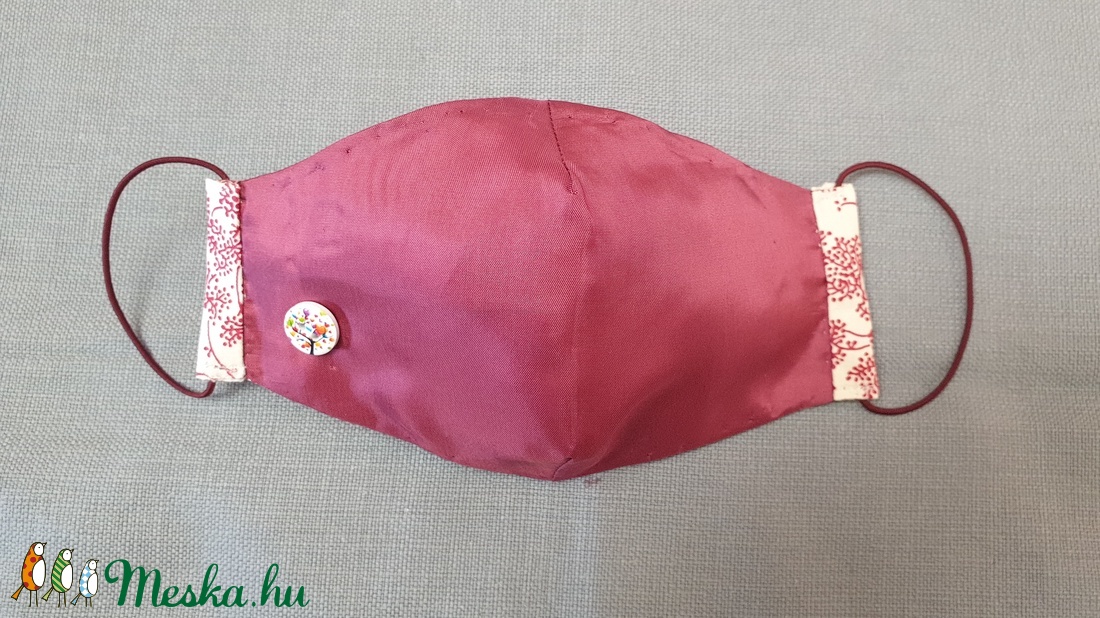 Alkalmi maszk, püspöklila maszk, arcmaszk, gombos maszk, 2 rétegű női textil maszk - női - női - Meska.hu