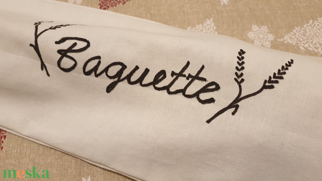 Textil baguette zsák felirattal, vállra akasztható pamut baguette zsák, fehér baguette zsák - táska & tok - bevásárlás & shopper táska - kenyeres zsák - Meska.hu