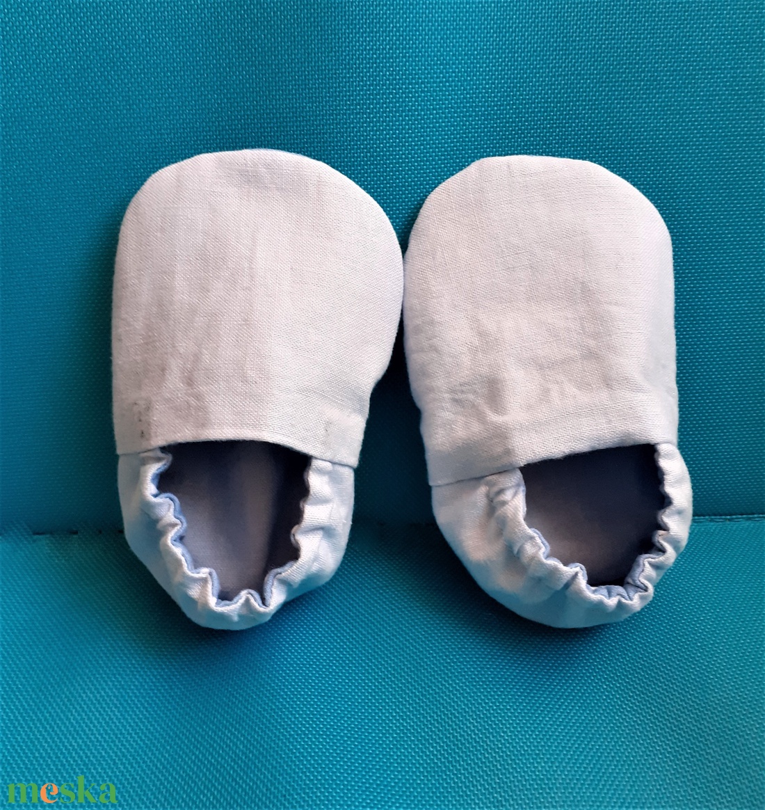  Textil babacipő, kocsicipő, mintás bébicipő, 2 oldalas kék pöttyös babacipő - játék & sport - baba & babaház - babaruha, babakellék - Meska.hu