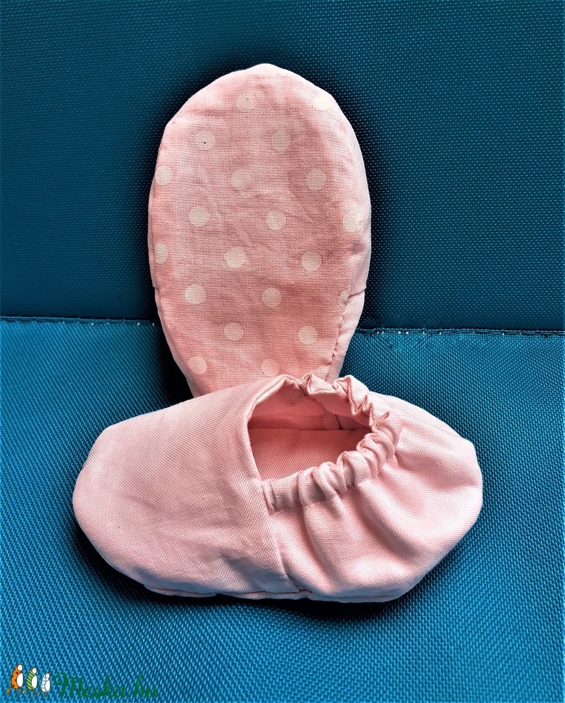 Nyári textil babacipő, kocsicipő, mintás bébicipő, 2 oldalas rózsaszín pöttyös babacipő - ruha & divat - babaruha & gyerekruha - babacipő - Meska.hu