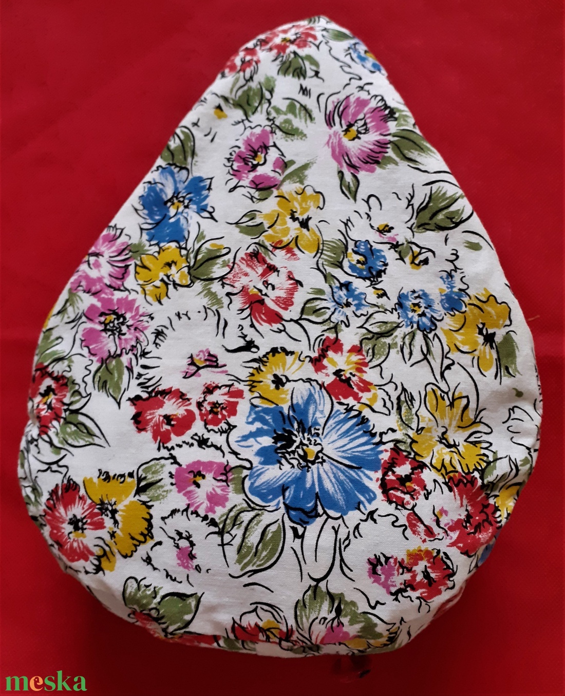 Nyári vintage nyereghuzat, virágos textil kerékpárhuzat katicabogárral - játék & sport - sport és kikapcsolódás - kerékpározás - nyereghuzat - Meska.hu